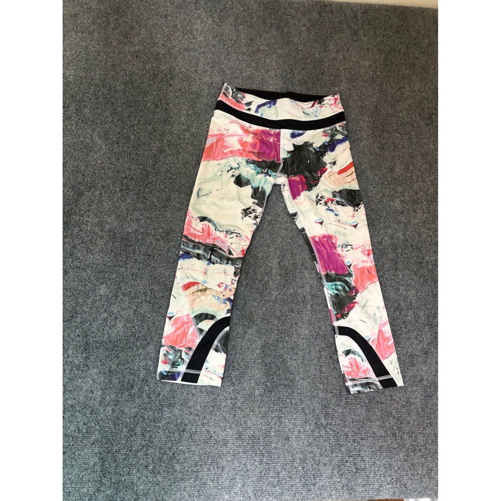 Lululemon Paint Roll Multi Cropped Leggings Size 4 Abstract‎ Print Yoga Pants